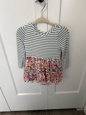 Little Sleepies Mauve Meadow Stripes Skater Dress with Bodysuit 6-12 months